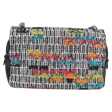 CHANEL Matelasse Chain Shoulder Bag Tweed Leather White Silver CC Auth 116419SM - 0