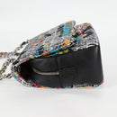 CHANEL Matelasse Chain Shoulder Bag Tweed Leather White Silver CC Auth 116419SM-3