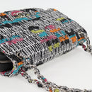 CHANEL Matelasse Chain Shoulder Bag Tweed Leather White Silver CC Auth 116419SM-6