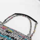 CHANEL Matelasse Chain Shoulder Bag Tweed Leather White Silver CC Auth 116419SM-15