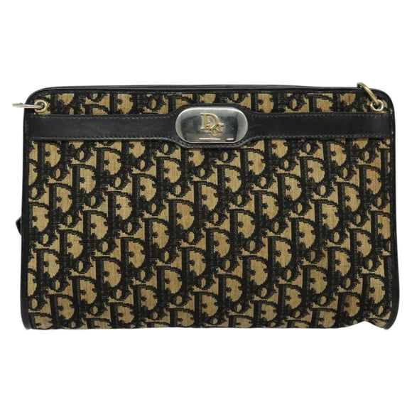 Christian Dior Trotter Canvas Shoulder Bag Black Auth 116422