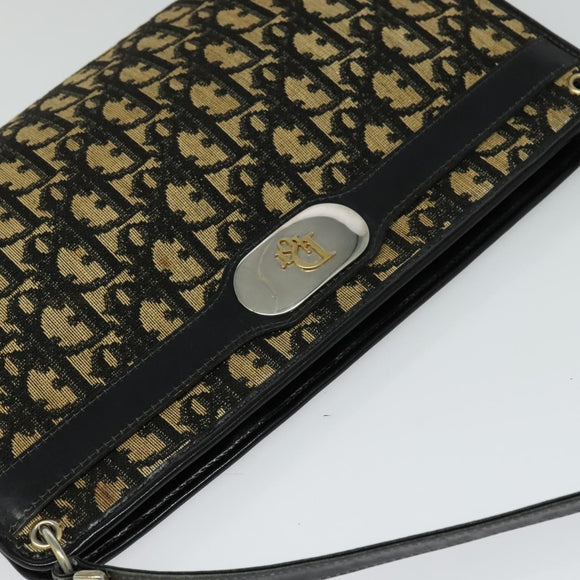 Christian Dior Trotter Canvas Shoulder Bag Black Auth 116422