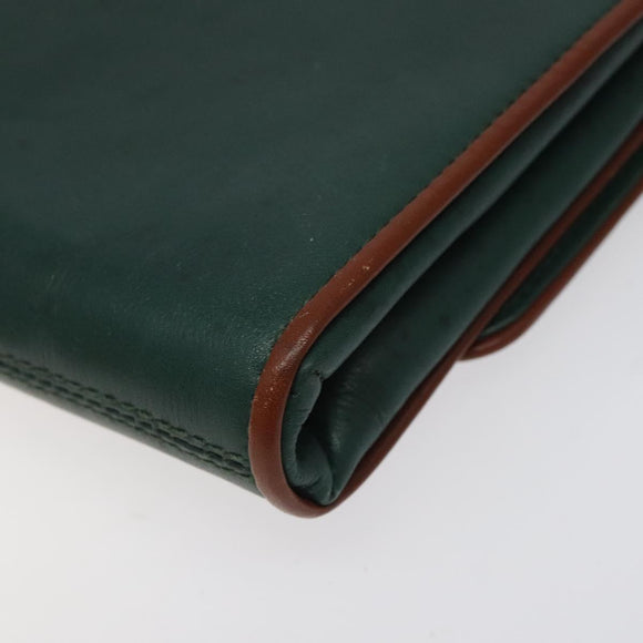 CELINE Shoulder Bag Leather Green Gold Auth 116426