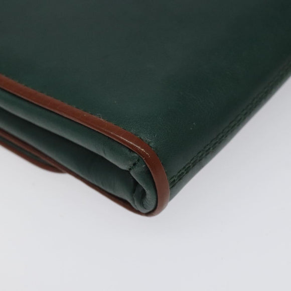 CELINE Shoulder Bag Leather Green Gold Auth 116426