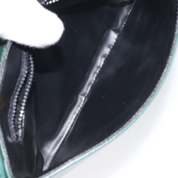 CELINE Shoulder Bag Leather Green Gold Auth 116426