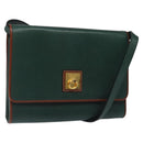 CELINE Shoulder Bag Leather Green Gold Auth 116426-1