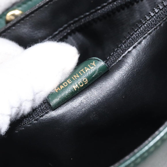 CELINE Shoulder Bag Leather Green Gold Auth 116426