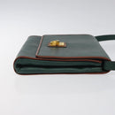 CELINE Shoulder Bag Leather Green Gold Auth 116426-3