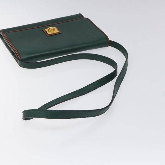 CELINE Shoulder Bag Leather Green Gold Auth 116426