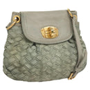 Miu Miu Shoulder Bag Suede Light Blue Gold Auth 116443-1