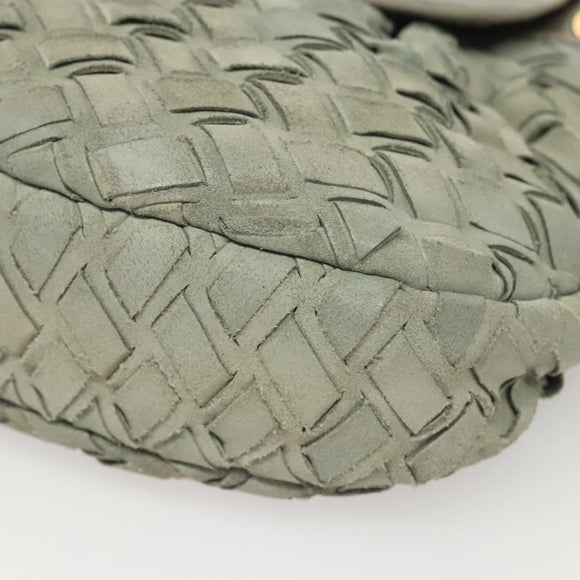 Miu Miu Shoulder Bag Suede Light Blue Gold Auth 116443