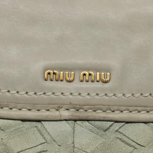 Miu Miu Shoulder Bag Suede Light Blue Gold Auth 116443