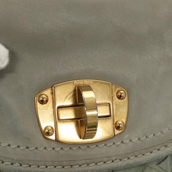 Miu Miu Shoulder Bag Suede Light Blue Gold Auth 116443