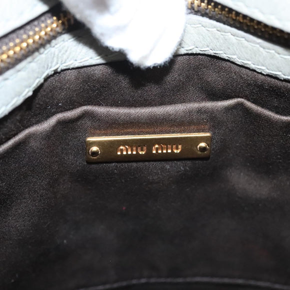 Miu Miu Shoulder Bag Suede Light Blue Gold Auth 116443