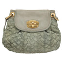 Miu Miu Shoulder Bag Suede Light Blue Gold Auth 116443-13