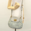 Miu Miu Shoulder Bag Suede Light Blue Gold Auth 116443-24