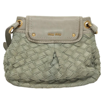 Miu Miu Shoulder Bag Suede Light Blue Gold Auth 116443 - 0