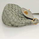 Miu Miu Shoulder Bag Suede Light Blue Gold Auth 116443-3