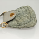 Miu Miu Shoulder Bag Suede Light Blue Gold Auth 116443-4