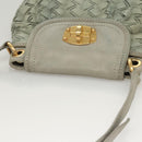 Miu Miu Shoulder Bag Suede Light Blue Gold Auth 116443-6