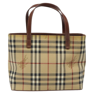 BURBERRY Nova Check Hand Bag PVC Leather Beige Auth 116465 - 0