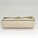 BALLY Quilted Chain Shoulder Bag Leather Beige Auth 116474-7
