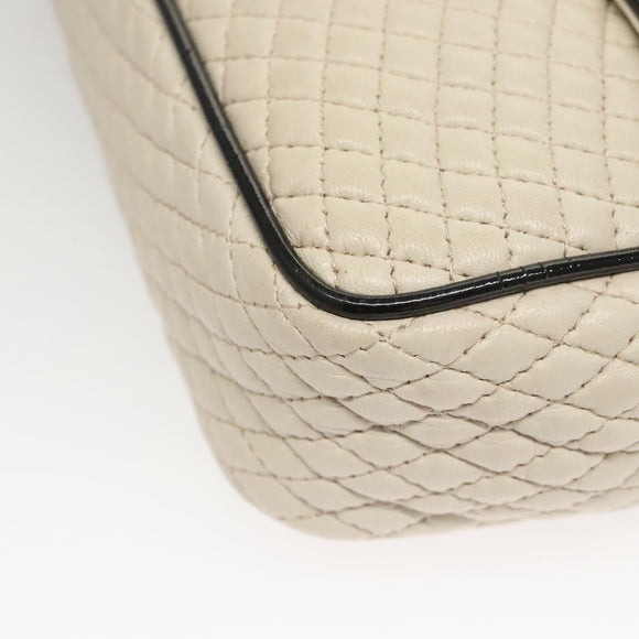 BALLY Quilted Chain Shoulder Bag Leather Beige Auth 116474