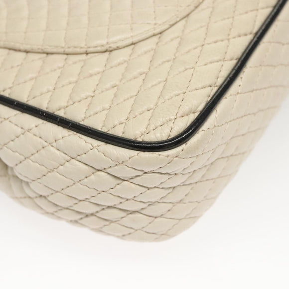 BALLY Quilted Chain Shoulder Bag Leather Beige Auth 116474