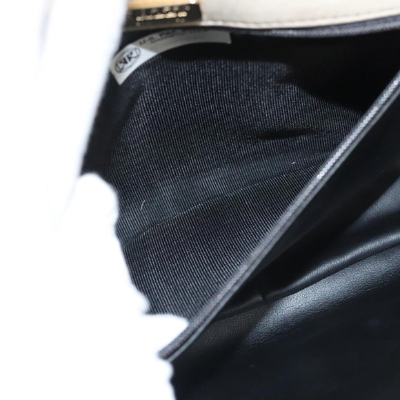 BALLY Quilted Chain Shoulder Bag Leather Beige Auth 116474