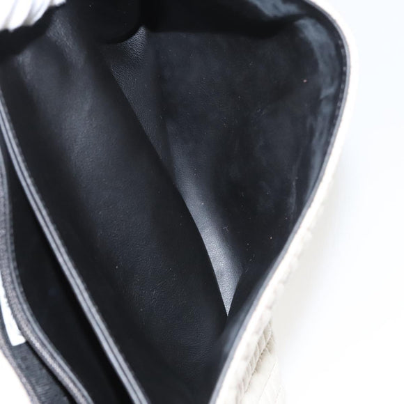 BALLY Quilted Chain Shoulder Bag Leather Beige Auth 116474