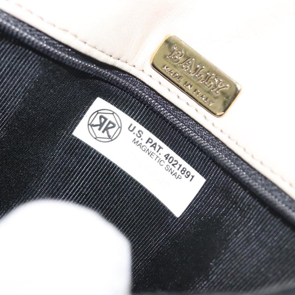 BALLY Quilted Chain Shoulder Bag Leather Beige Auth 116474