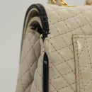 BALLY Quilted Chain Shoulder Bag Leather Beige Auth 116474-3