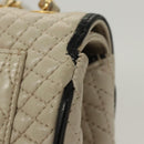 BALLY Quilted Chain Shoulder Bag Leather Beige Auth 116474-4