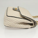 BALLY Quilted Chain Shoulder Bag Leather Beige Auth 116474-5