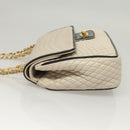 BALLY Quilted Chain Shoulder Bag Leather Beige Auth 116474-6