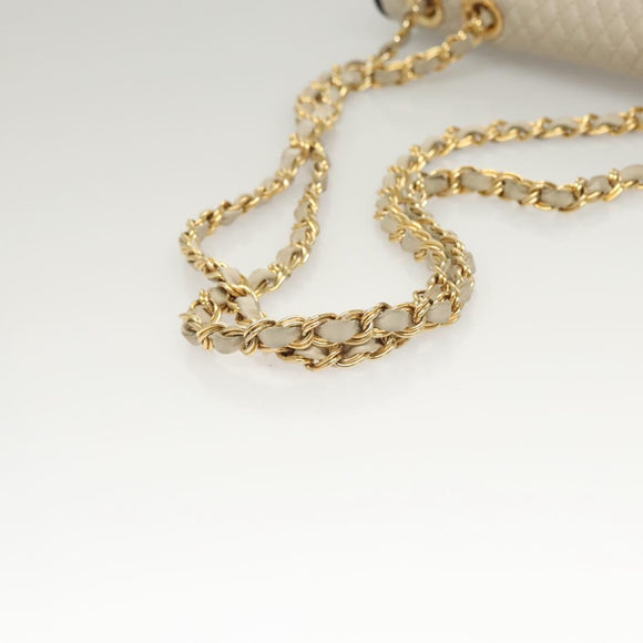 BALLY Quilted Chain Shoulder Bag Leather Beige Auth 116474