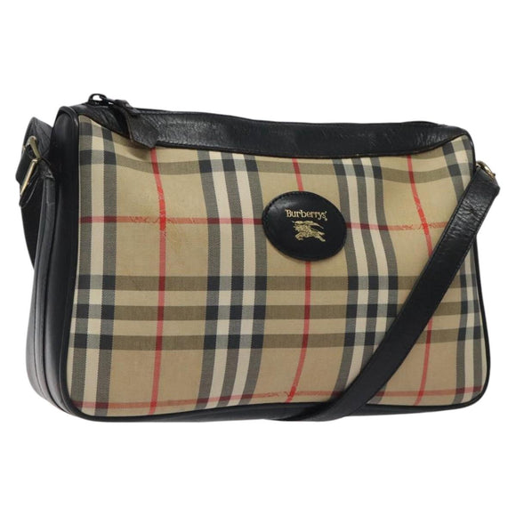 Burberrys Nova Check Shoulder Bag Canvas Beige Auth 116476