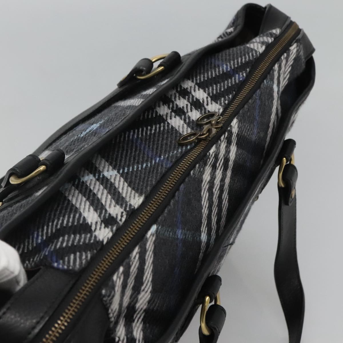 BURBERRY Nova Check Blue Label Tote Bag Wool Blue Auth 116491
