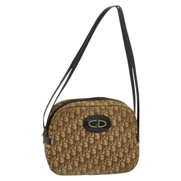 Christian Dior Trotter Canvas Shoulder Bag Brown Auth 116492
