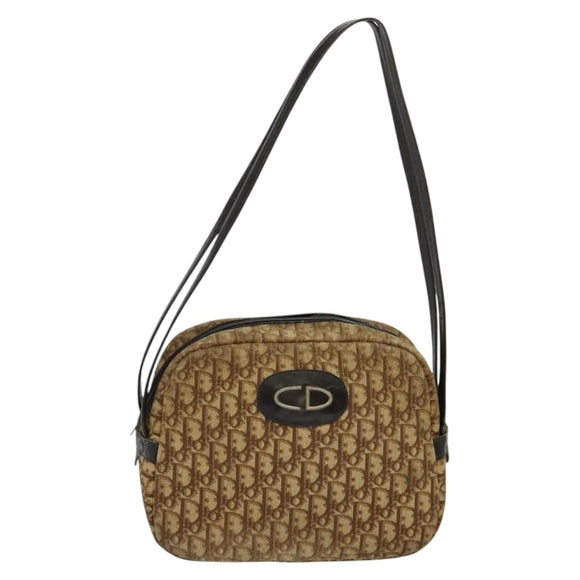 Christian Dior Trotter Canvas Shoulder Bag Brown Auth 116492