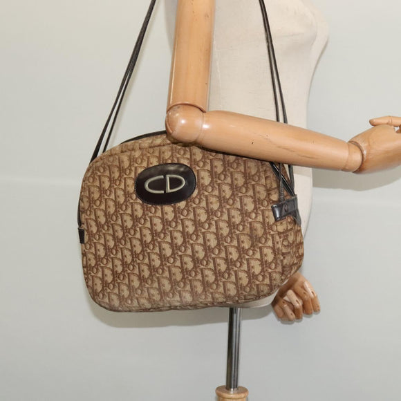 Christian Dior Trotter Canvas Shoulder Bag Brown Auth 116492