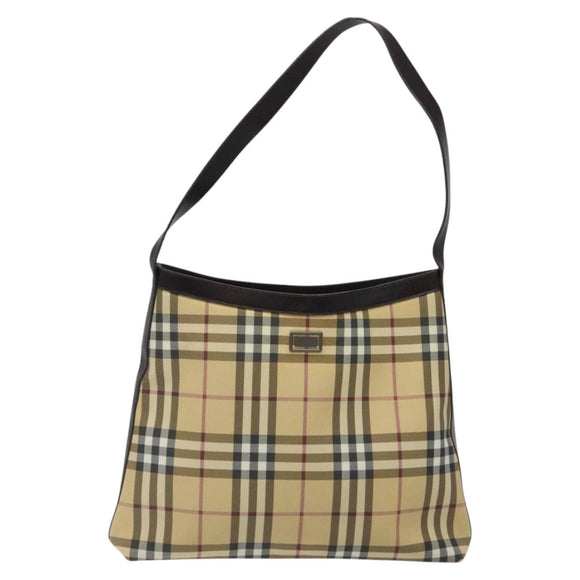 BURBERRY Nova Check Shoulder Bag PVC Beige Auth 116514