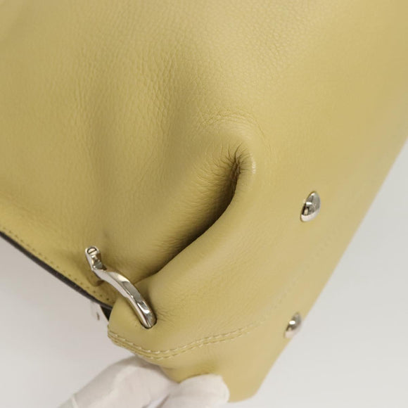 Salvatore Ferragamo Gancini Hand Bag Leather 2way Gold Yellow Auth 116515