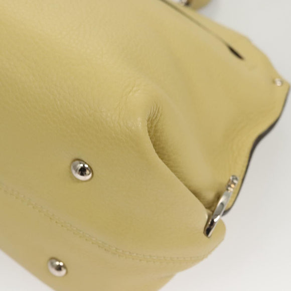 Salvatore Ferragamo Gancini Hand Bag Leather 2way Gold Yellow Auth 116515