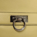 Salvatore Ferragamo Gancini Hand Bag Leather 2way Gold Yellow Auth 116515-17