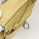 Salvatore Ferragamo Gancini Hand Bag Leather 2way Gold Yellow Auth 116515-10
