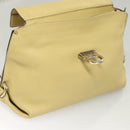 Salvatore Ferragamo Gancini Hand Bag Leather 2way Gold Yellow Auth 116515-19