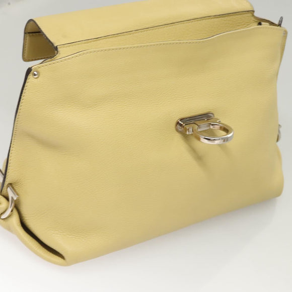 Salvatore Ferragamo Gancini Hand Bag Leather 2way Gold Yellow Auth 116515