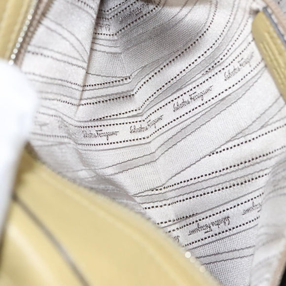 Salvatore Ferragamo Gancini Hand Bag Leather 2way Gold Yellow Auth 116515