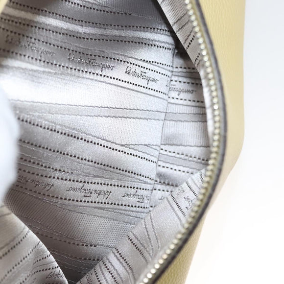 Salvatore Ferragamo Gancini Hand Bag Leather 2way Gold Yellow Auth 116515